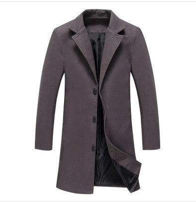 Autumn And Winter New Mens Solid Color Casual Business Woolen Coats