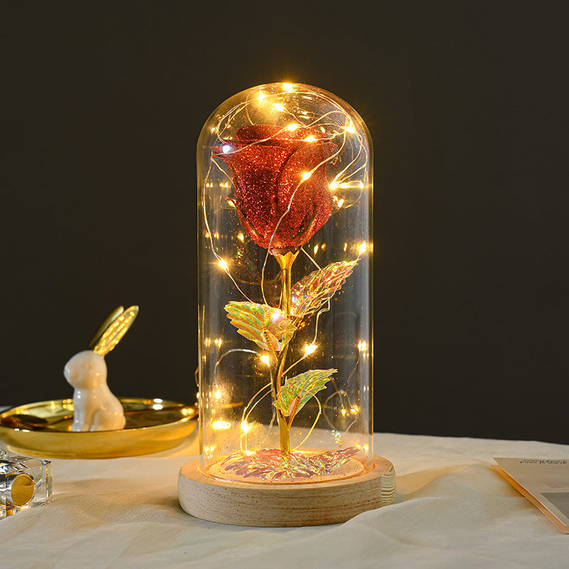 Gift  For Girlfriend Eternal Rose Flowers LED Light In Glass Cover Day Wedding Decoration Favors Mother Day Female Gift  Gift