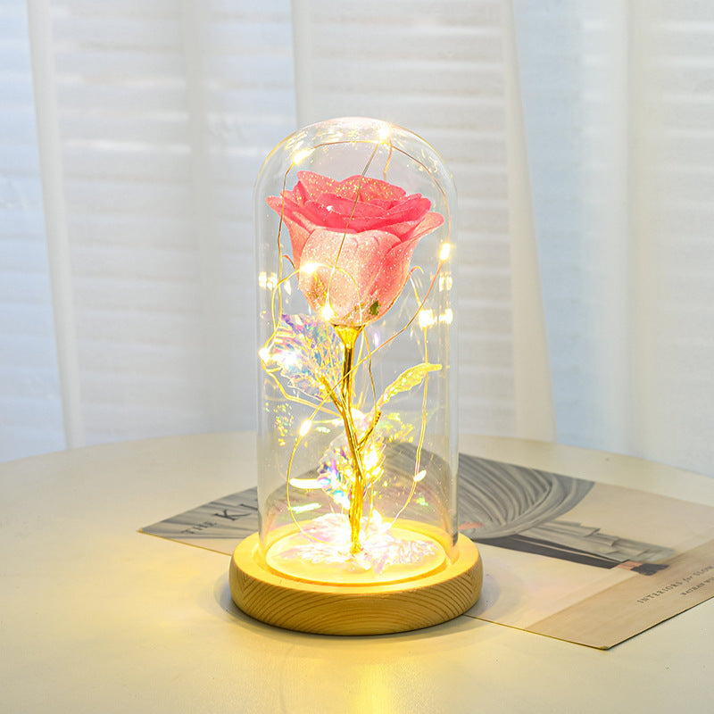 Gift  For Girlfriend Eternal Rose Flowers LED Light In Glass Cover Day Wedding Decoration Favors Mother Day Female Gift  Gift