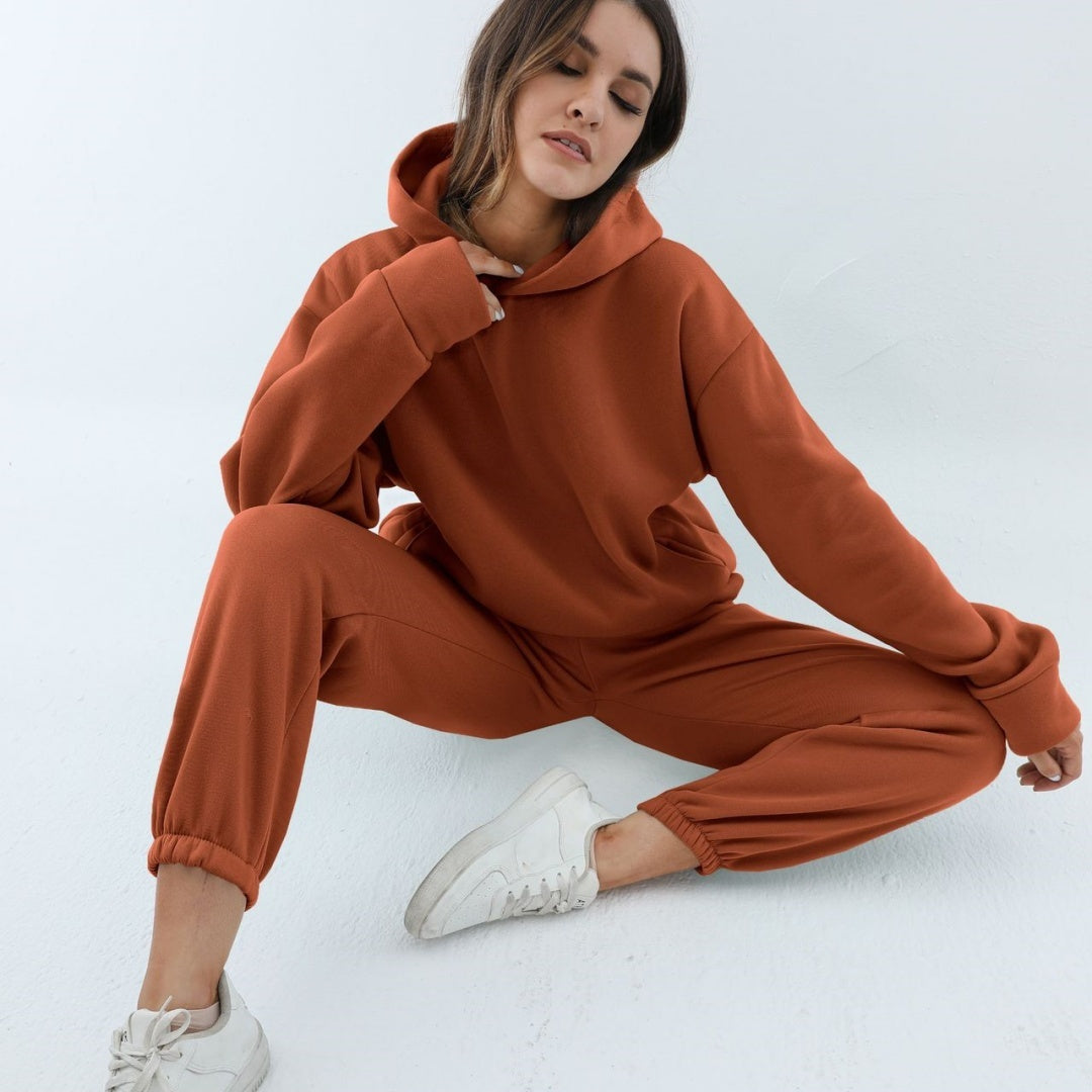 Women's Casual Hooded Sweater Two-piece Suit Clothes Hoodie Tracksuit